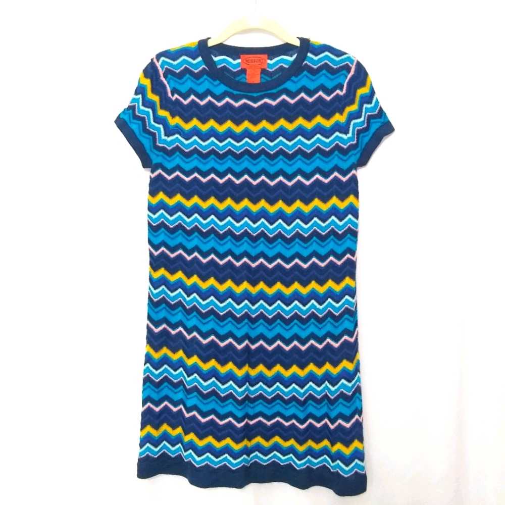 Missoni for Target blue chevron lightweight knit shirt sleeve dress